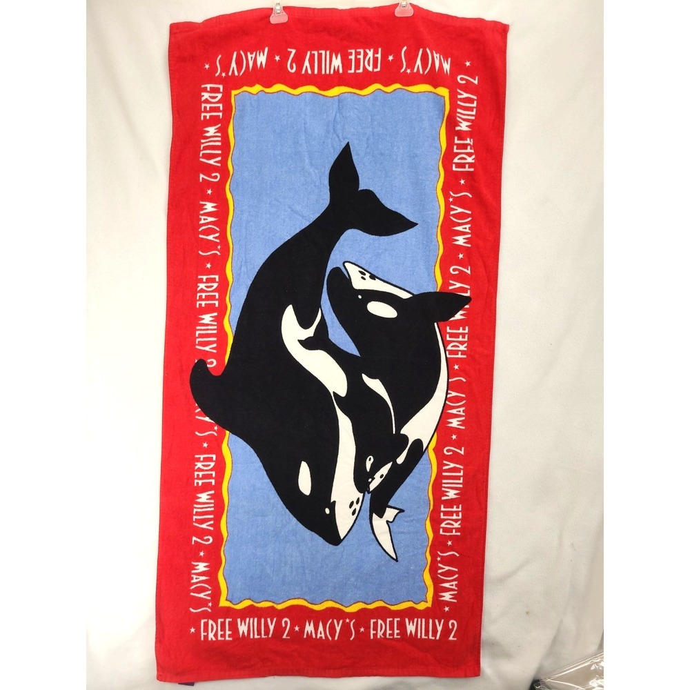 Vintage Free Willy 2 Macys Beach Towel 58"x29" Jay Franco 100% Cotton
